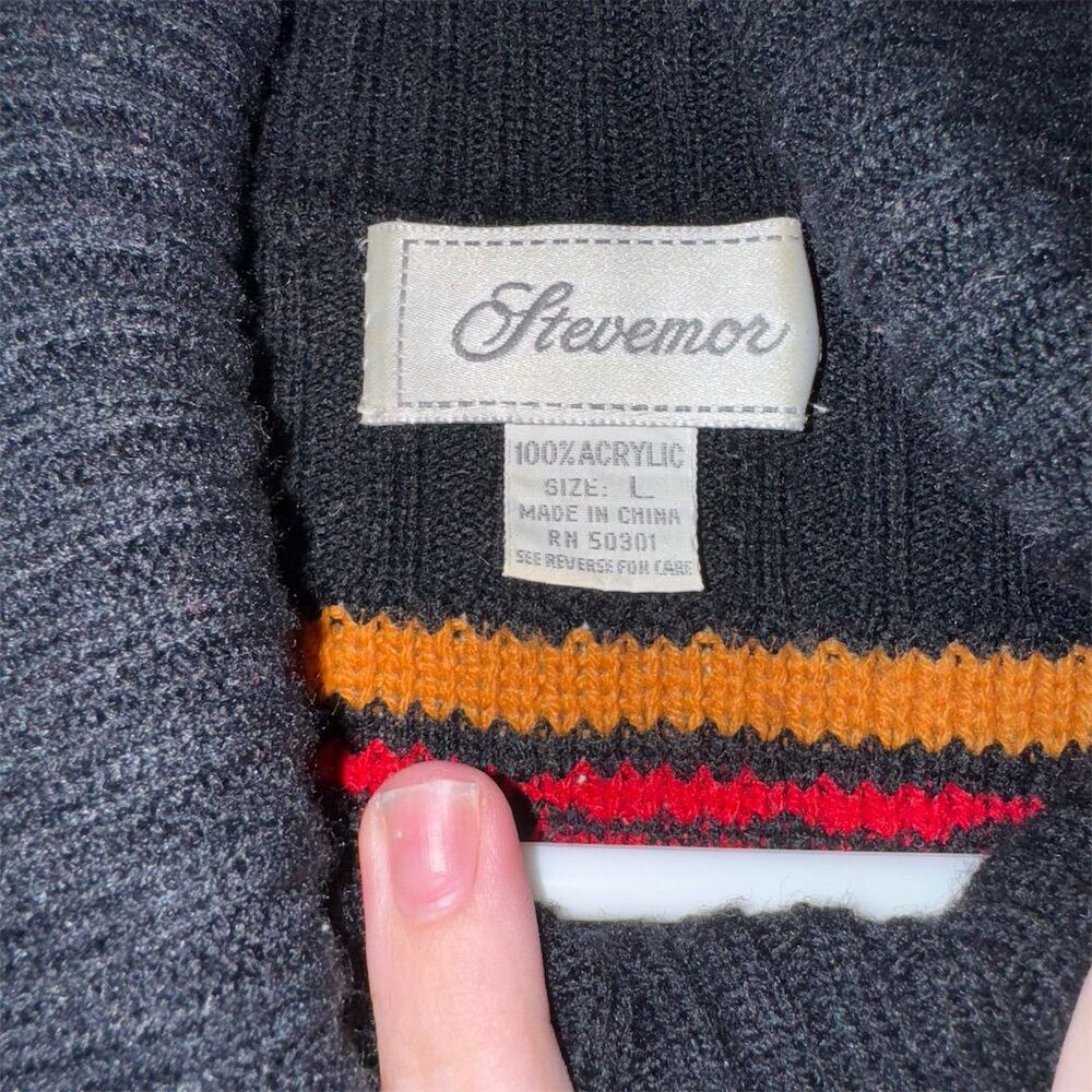 Stevemor‎ Vintage Geometric Fair Isle Turtleneck Sweater Dress Red Black Large - Picture 4 of 5